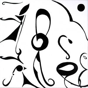 Abstract black and white painting, Release 2.